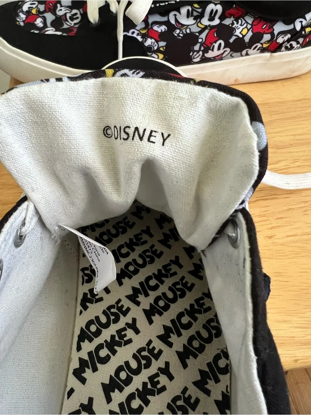 Disney Black Mickey Mouse Canvas Lace-Up Sneakers with Red and Yellow Accents